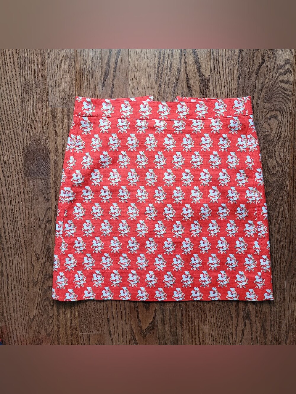 J. Crew Red Floral A-Line Skirt